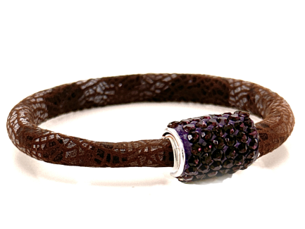 Braccialetto Snake Brown Chiusura Magnetica Cristalli Viola
