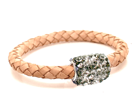 Girocollo Intreccio Cookie Chiusura Magnetica Cristalli Grigio Perla