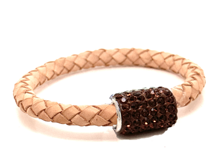 Girocollo Intreccio Cookie Chiusura Magnetica Cristalli Marrone