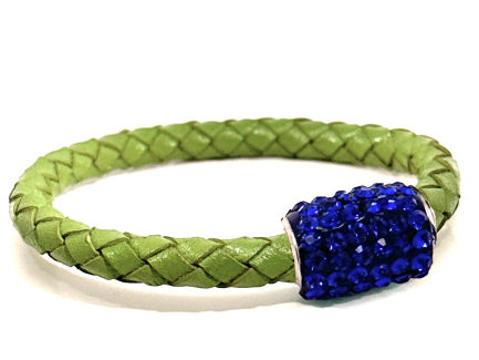 Girocollo Intreccio Olive Chiusura Magnetica Cristalli Blu