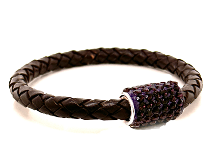 Girocollo Intreccio Chocolate Chiusura Magnetica Cristalli Viola