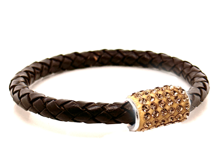 Girocollo Intreccio Chocolate Chiusura Magnetica Cristalli Oro