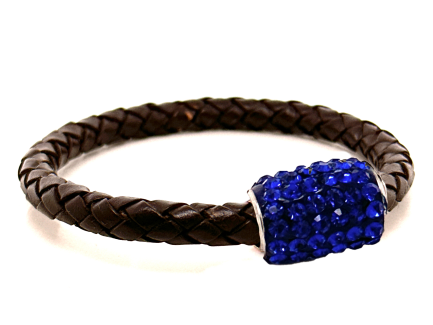 Girocollo Intreccio Chocolate Chiusura Magnetica Cristalli Blu