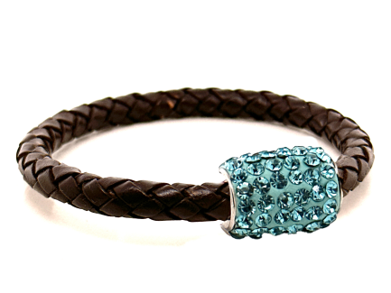 Girocollo Intreccio Chocolate Chiusura Magnetica Cristalli Turchesi