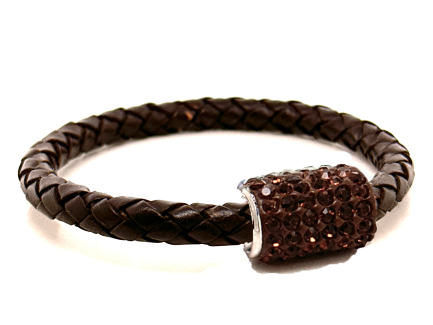 Girocollo Intreccio Chocolate Chiusura Magnetica Cristalli Marrone
