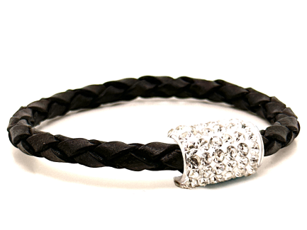 Girocollo Intreccio Black Chiusura Magnetica Cristalli Bianchi