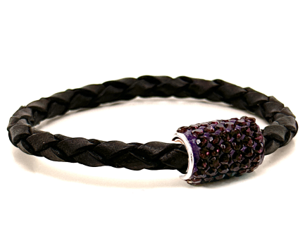 Girocollo Intreccio Black Chiusura Magnetica Cristalli Viola