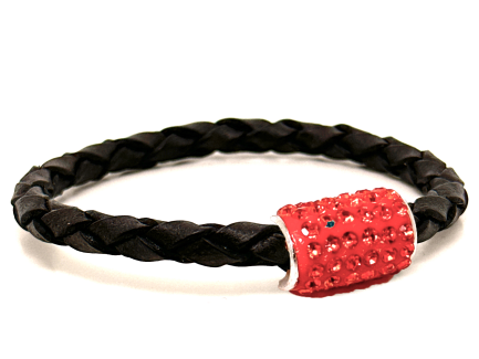 Girocollo Intreccio Black Chiusura Magnetica Cristalli Arancioni