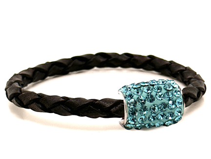 Girocollo Intreccio Black Chiusura Magnetica Cristalli Turchesi