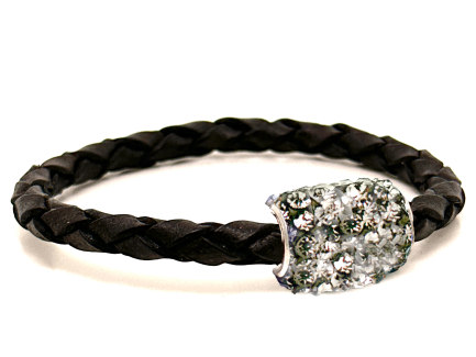 Girocollo Intreccio Black Chiusura Magnetica Cristalli Grigio Perla