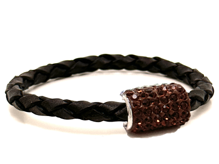 Girocollo Intreccio Black Chiusura Magnetica Cristalli Marrone