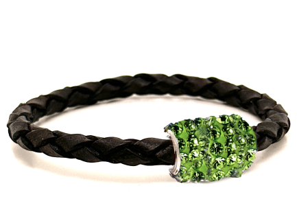 Girocollo Intreccio Black Chiusura Magnetica Cristalli Verde Chiaro