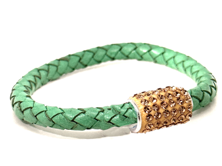 Girocollo Intreccio Grass Chiusura Magnetica Cristalli Oro