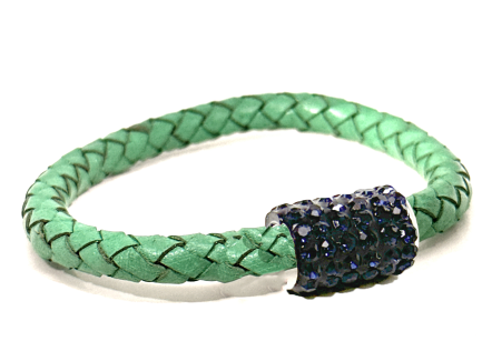 Girocollo Intreccio Grass Chiusura Magnetica Cristalli Blu Notte