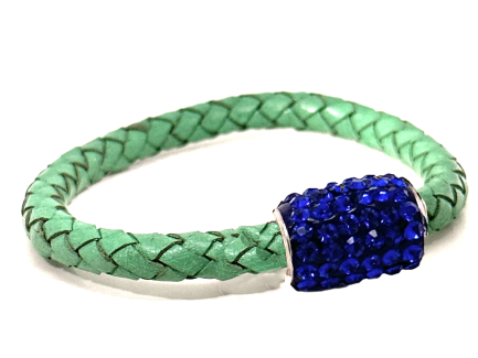 Girocollo Intreccio Grass Chiusura Magnetica Cristalli Blu