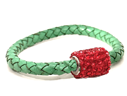 Girocollo Intreccio Grass Chiusura Magnetica Cristalli Rossi