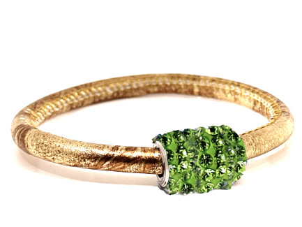 Necklace Party Gold Magnetic Closure Green Crystals