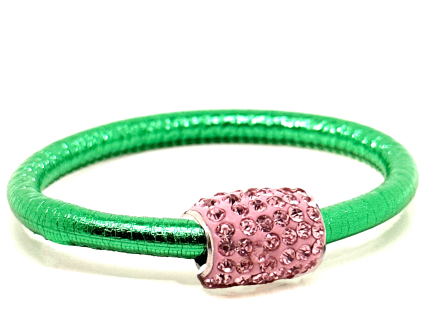 Girocollo Party Green Chiusura Magnetica Cristalli Rosa