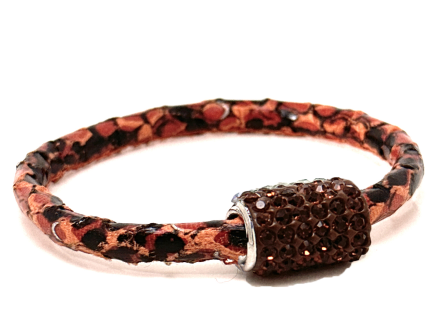 Girocollo Snake Orange Chiusura Magnetica Cristalli Marrone
