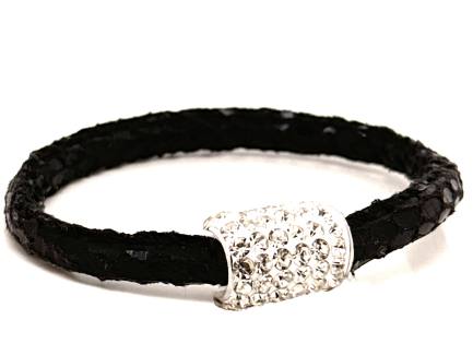 Girocollo Snake Black Chiusura Magnetica Cristalli Bianco