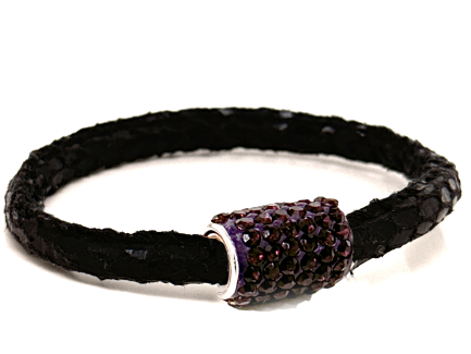 Braccialetto Snake Black Chiusura Magnetica Cristalli Viola