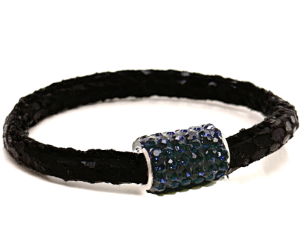 Braccialetto Snake Black Chiusura Magnetica Cristalli Blu Notte