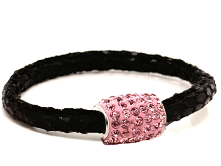 Girocollo Snake Black Chiusura Magnetica Cristalli Rosa