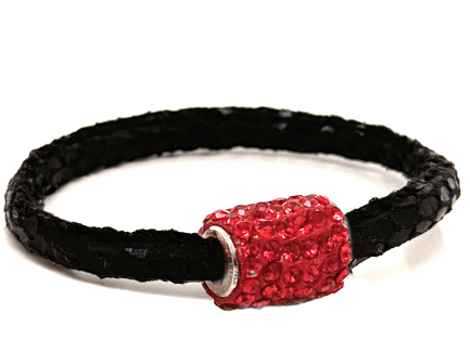 Girocollo Snake Black Chiusura Magnetica Cristalli Rosso