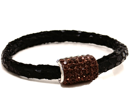 Girocollo Snake Black Chiusura Magnetica Cristalli Marrone