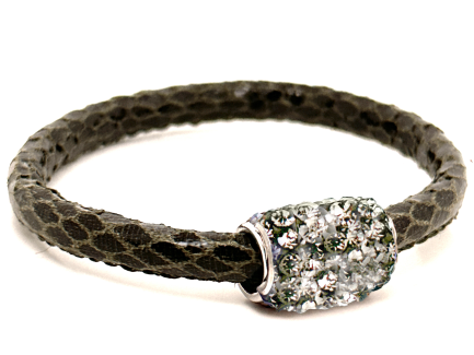 Girocollo Snake Moss Chiusura Magnetica Cristalli Grigio Perla