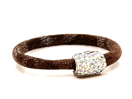 Girocollo Snake Brown Chiusura Magnetica Cristalli Bianco