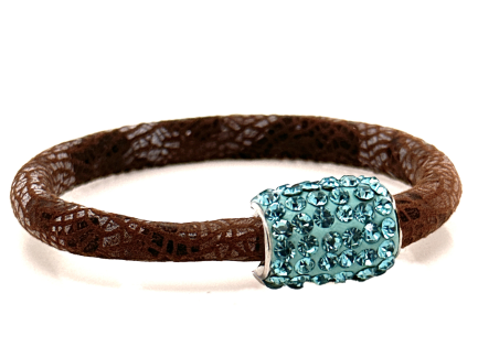 Girocollo Snake Brown Chiusura Magnetica Cristalli Turchese