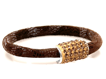 Girocollo Snake Brown Chiusura Magnetica Cristalli Oro