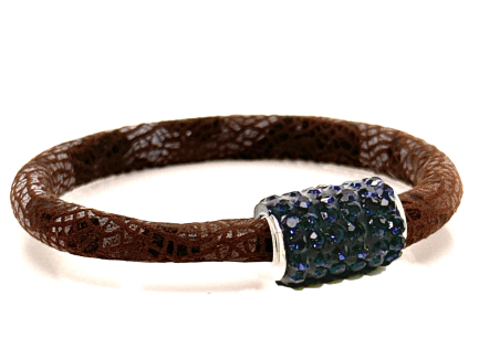 Girocollo Snake Brown Chiusura Magnetica Cristalli Blu Notte