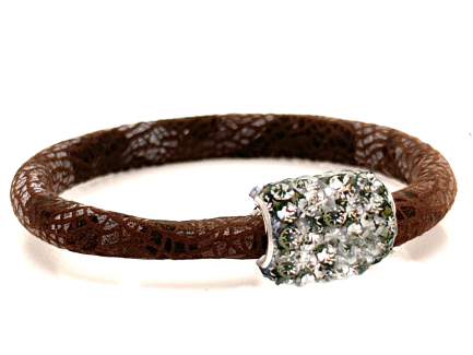 Girocollo Snake Brown Chiusura Magnetica Cristalli Grigio Perla