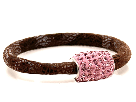 Girocollo Snake Brown Chiusura Magnetica Cristalli Rosa