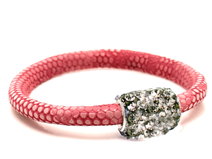 Girocollo Snake Pink Chiusura Magnetica Cristalli Grigio Perla