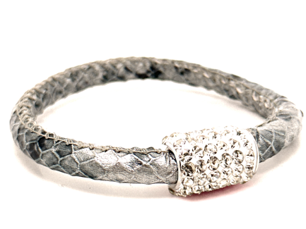 Girocollo Snake Silver Chiusura Magnetica Cristalli Bianco