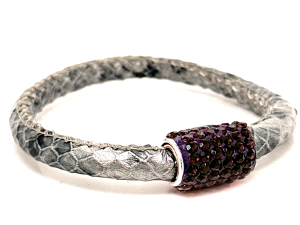 Girocollo Snake Silver Chiusura Magnetica Cristalli Viola