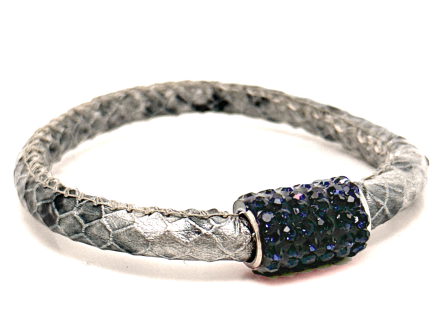 Girocollo Snake Silver Chiusura Magnetica Cristalli Blu Notte