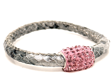 Girocollo Snake Silver Chiusura Magnetica Cristalli Rosa
