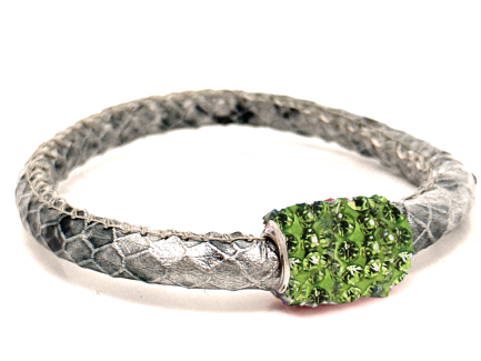 Girocollo Snake Silver Chiusura Magnetica Cristalli Verde Chiaro