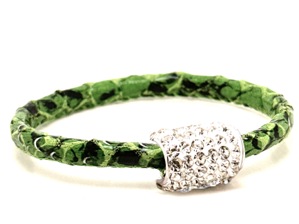 Girocollo Snake Green Chiusura Magnetica Cristalli Bianco