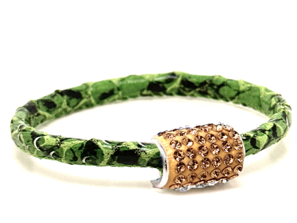 Girocollo Snake Green Chiusura Magnetica Cristalli Oro