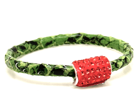 Braccialetto Snake Green Chiusura Magnetica Cristalli Arancione