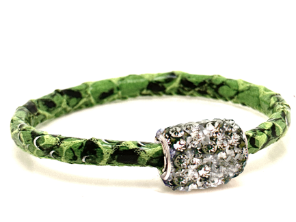 Girocollo Snake Green Chiusura Magnetica Cristalli Grigio Perla