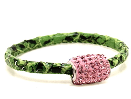 Girocollo Snake Green Chiusura Magnetica Cristalli Rosa