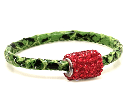 Girocollo Snake Green Chiusura Magnetica Cristalli Rosso