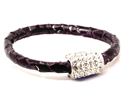 Girocollo Snake Violet Chiusura Magnetica Cristalli Bianco