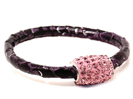 Girocollo Snake Violet Chiusura Magnetica Cristalli Rosa